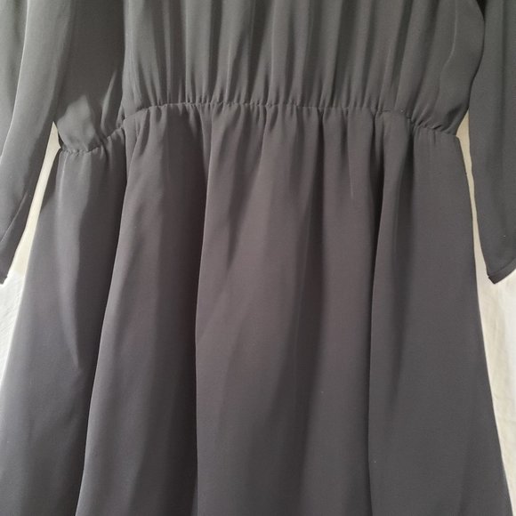 ARITZIA BABATON Black Sheer Cut Out Keyhole Silk Chiffon Mini Dress M Goth Boho - Picture 10 of 16